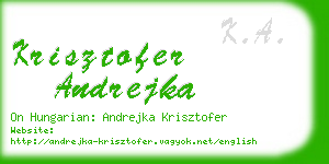 krisztofer andrejka business card